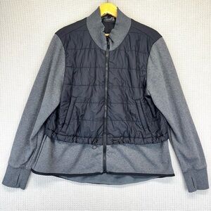 Athleta Fjord Hybrid PrimaLoft Puffer Jacket Size XL Running Gym Black Gray EUC